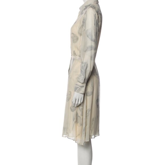 Fendi Vintage Silk Shirt Dress Ivory Gray Abstract Print IT 40 - Picture 3 of 7
